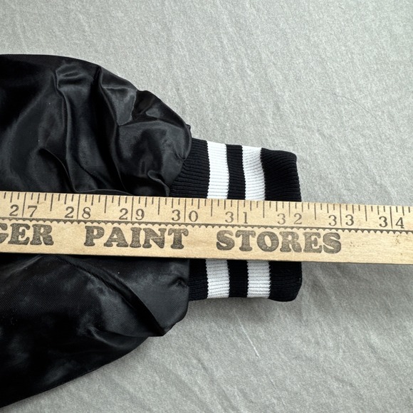 Vintage West Ark Satin Bomber Jacket Mens L Black Snap Embroidered Made in USA - Picture 4 of 7